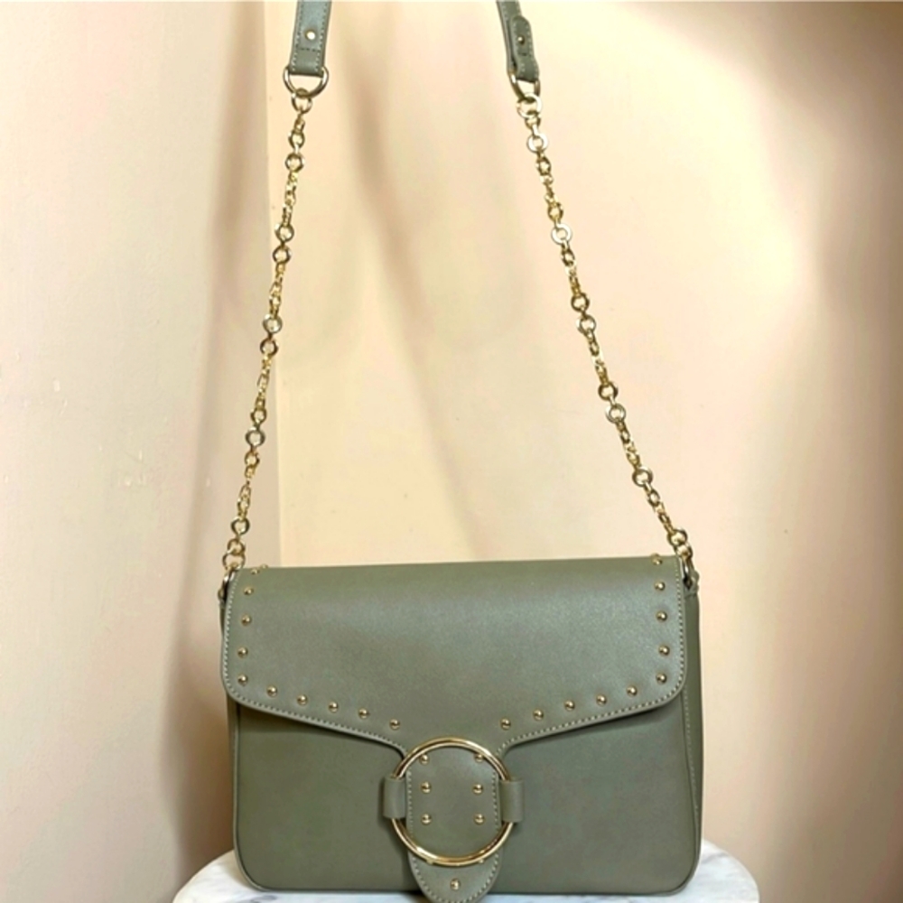 Olive Green Bag Lulu's "Andrea" Purse  w/Gold Chain  New